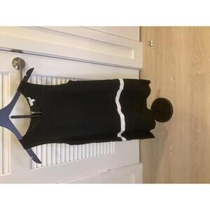 Joie Sleeveless Black White Stripe Shift Mini Dress Small